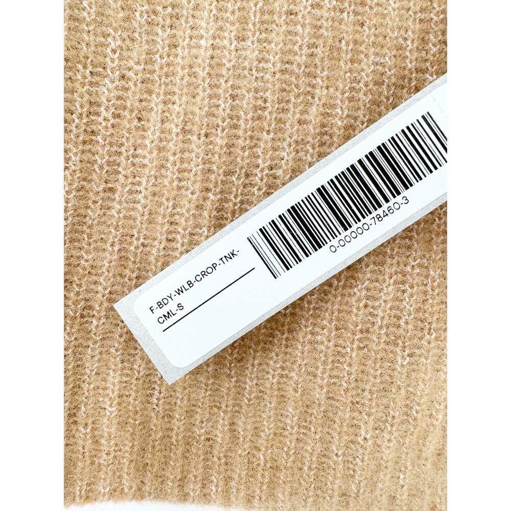 EVERLANE Crop Top Size S Camel Tan Stretch Wool Yak Knit Soft NEW - Picture 7 of 10